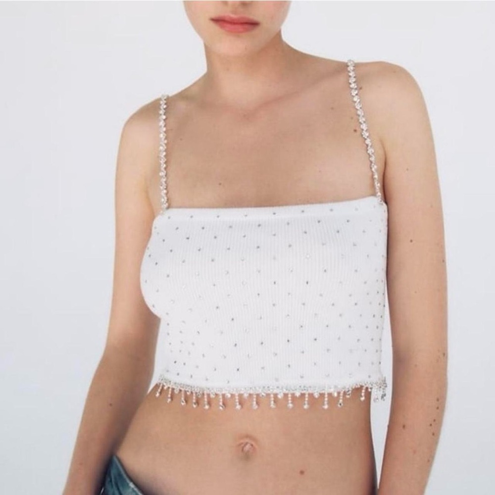 Zara rhinestone crop tank top 7901 616